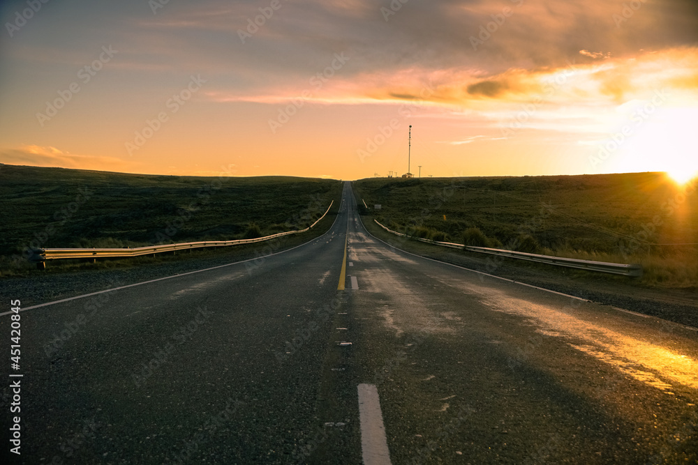 sunset on the road