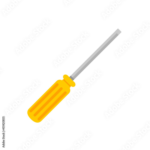 Hand tools vector. yellow Phillips screwdriver For screwing the screws to assemble wooden pieces.