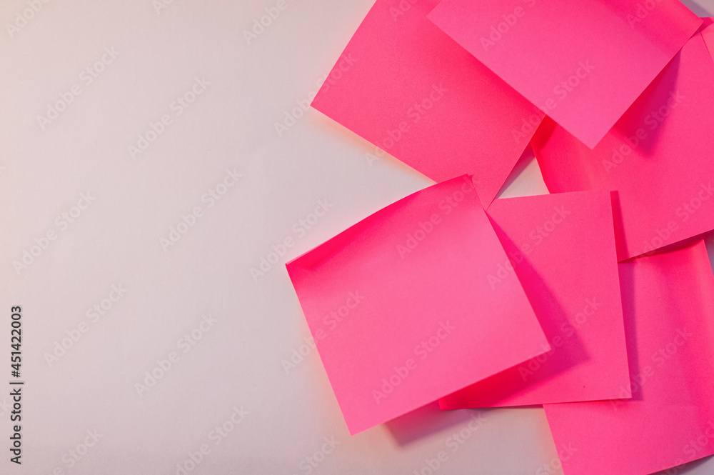 stack pink sticky note on white background. Color paper note. Back to school minimal concept stack pink sticky note on white background. Color paper note. Back to school minimal concept
