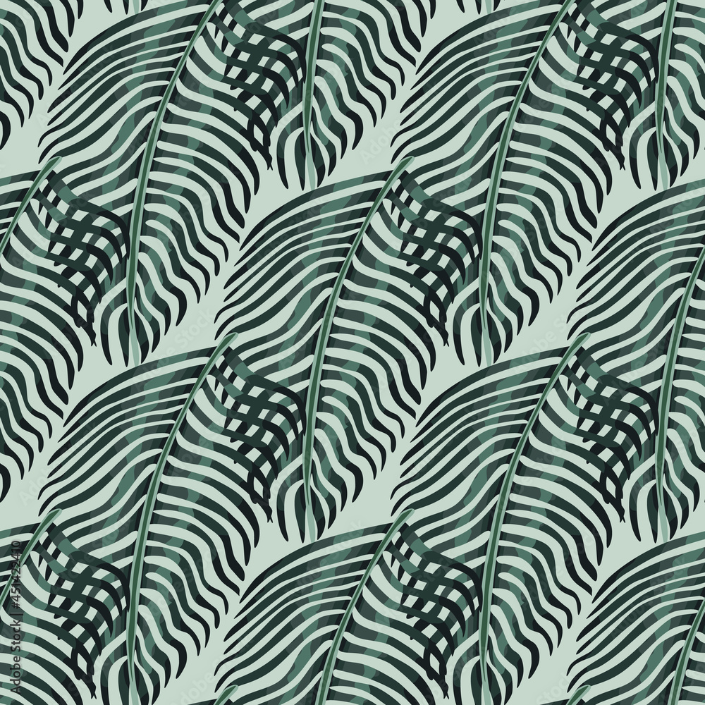 Abstract seamless botany pattern with dark fern silhouettes shapes. Light pastel background. Doodle print. Abstract seamless botany pattern with dark fern silhouettes shapes. Light pastel background. Doodle print.