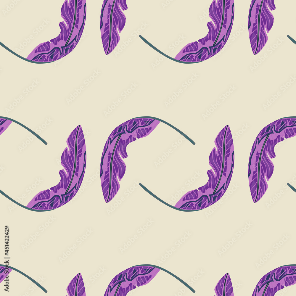 Fototapeta premium Seamless pattern with decorative banana leaves random silhouettes.