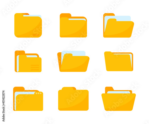 Yellow folders for organizing documents. sorting large amounts of data photo