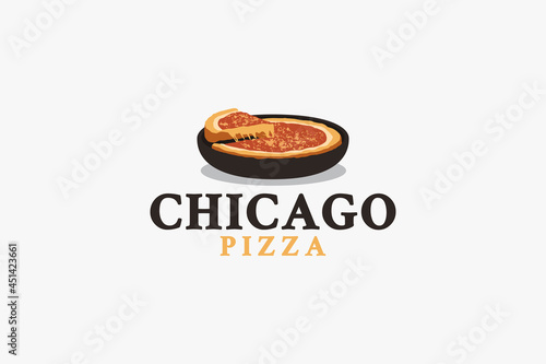chicago style pizza logo vector graphic for any business especially for food and beverage, fast food, delivery food, food truck, cafe, etc.