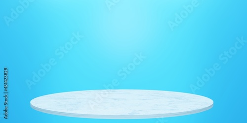 3d rendering of empty podium minimal blue background. Scene for advertising design  cosmetic ads  show  showroom  technology  food  banner  cream  fashion  kid  luxury. Illustration. Product display