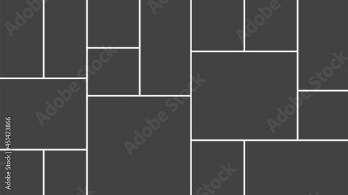 Creative vector Template Collage consisting of 16 frames for a photo of a square and rectangular shape.