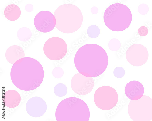 ピンク系のランダムな水玉模様 全面 背景 壁紙