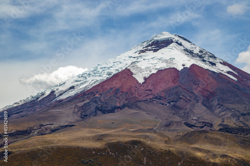Beautiful view of the Cotopaxi Volcano on a summer morning.