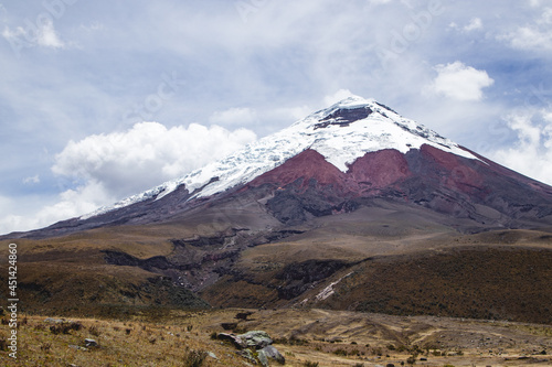 Beautiful view of the Cotopaxi Volcano on a summer morning.