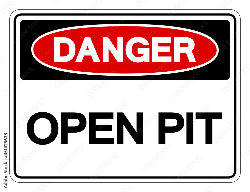 Danger Open Pit Symbol Sign, Vector Illustration, Isolated On White Background Label .EPS10 Danger Open Pit Symbol Sign, Vector Illustration, Isolated On White Background Label .EPS10