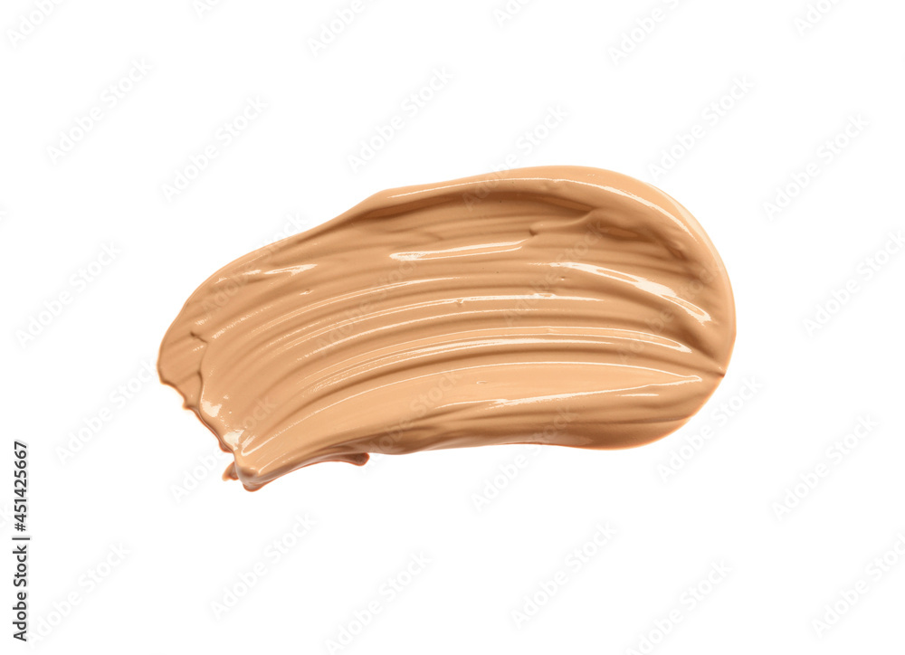 Smear of liquid skin foundation isolated on white, top view Smear of liquid skin foundation isolated on white, top view