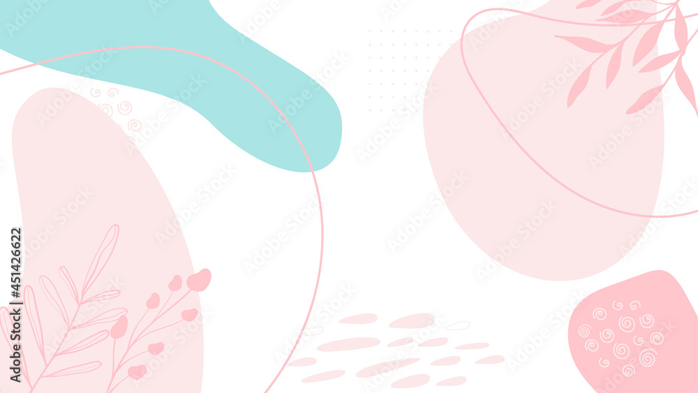 Beautiful pastel social media banner template with minimal abstract organic shapes composition in trendy contemporary collage style	
