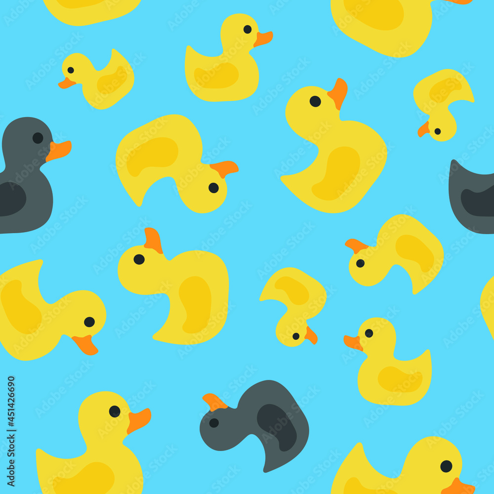 seamless vector pattern with yellow and black ducks seamless vector pattern with yellow and black ducks