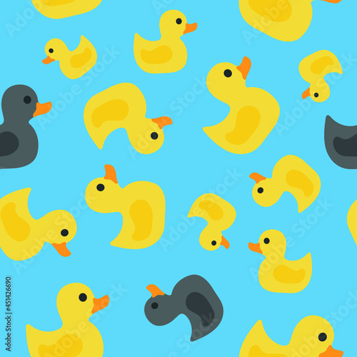 seamless vector pattern with yellow and black ducks 