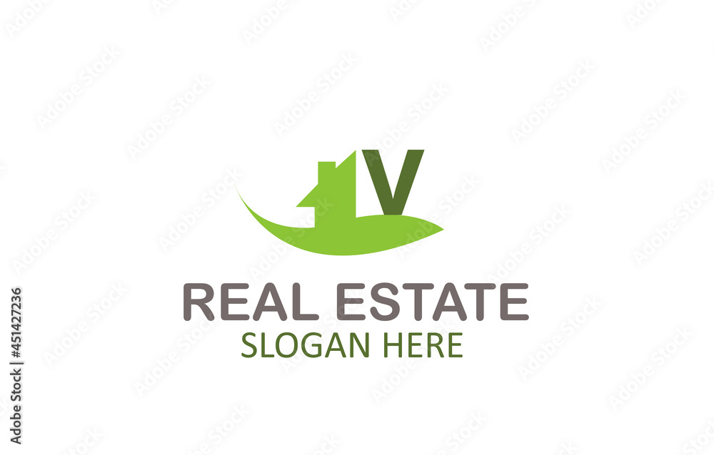 Green Letter V Logo Real Estate Design Green Letter V Logo Real Estate Design