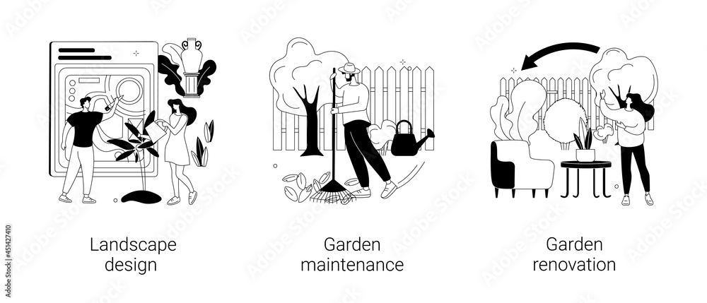Gardening services abstract concept vector illustrations. Gardening services abstract concept vector illustrations.