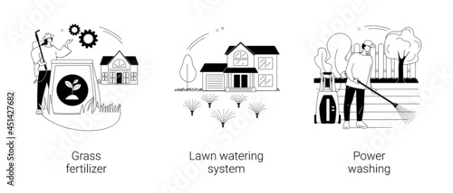 Gardening services abstract concept vector illustrations.