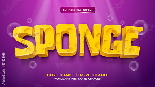 Foto Sponge editable text effect cartoon 3d template style