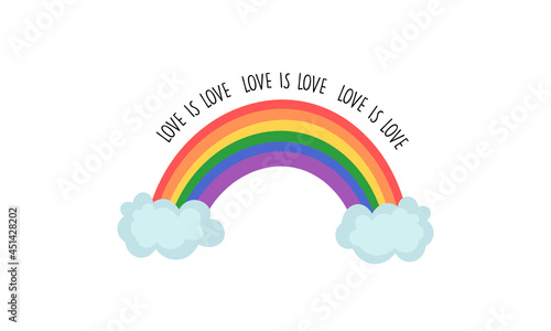 Lgbt community symbol in rainbow colors. Love is Love. Happy pride day. LGBTQ Pride Month. Rainbow flag.
