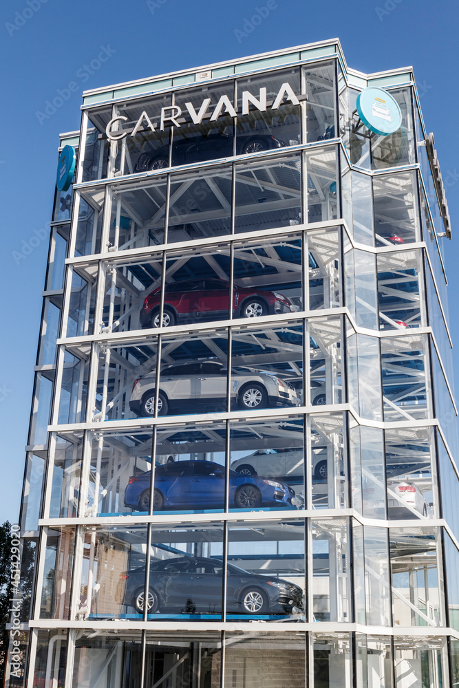 Carvana used car vending machine. Carvana is an online only