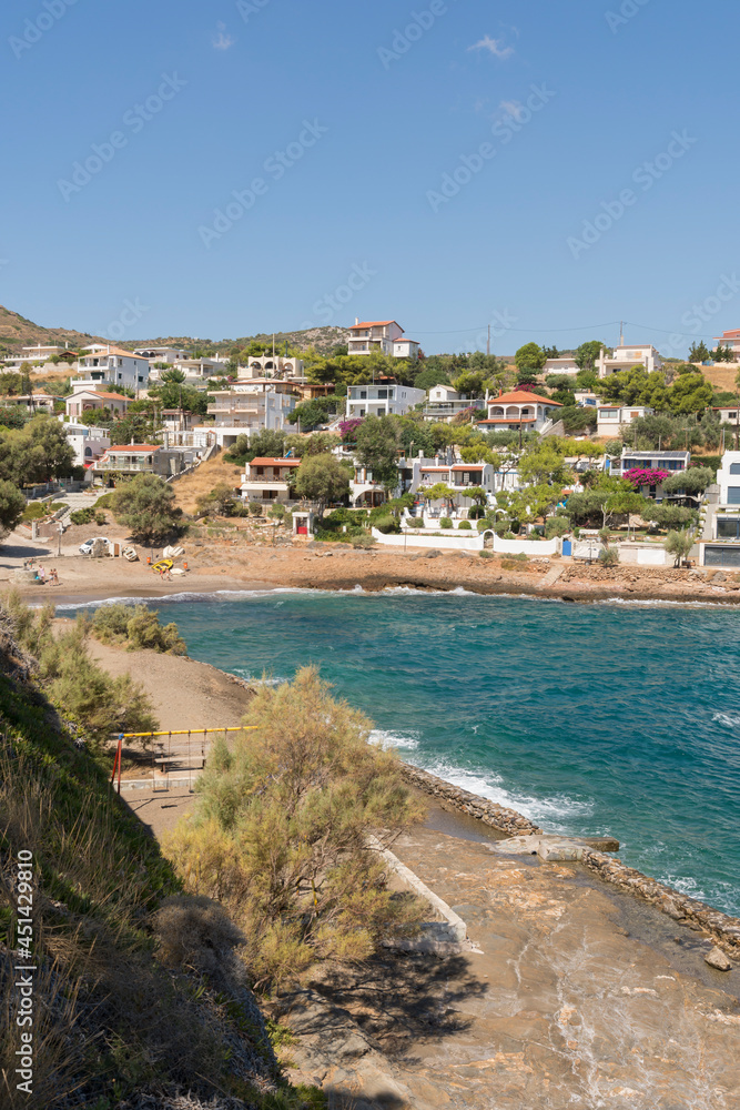 Fototapeta premium Panorama with sea view on Daskalio gulf in Keratea in Athens in Greece