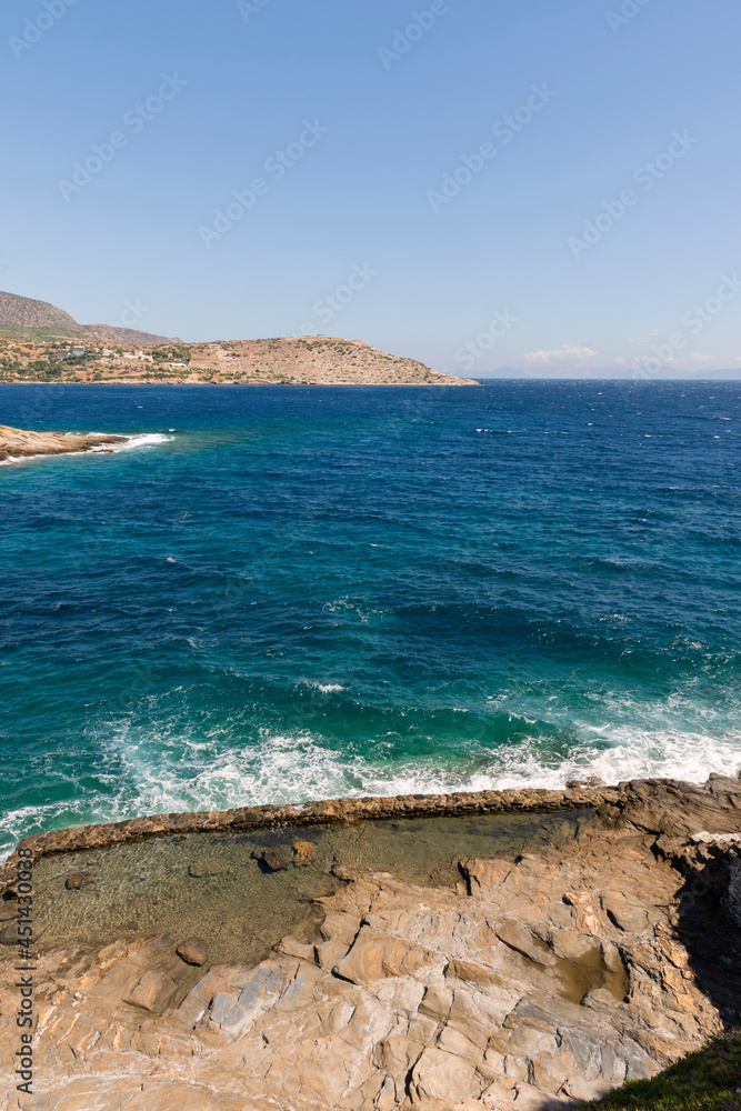 Panorama with sea view on Daskalio gulf in Keratea in Athens in Greece