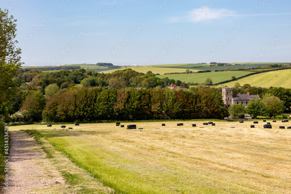 Looking towards the village of Falmer in the Sussex countryside