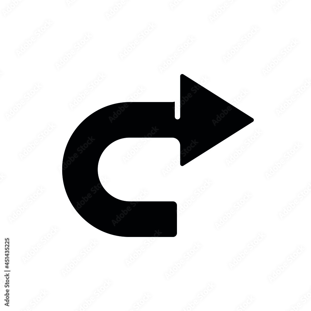 Turn sign glyph icon. Arrows. Vector fill black illustration. Turn sign glyph icon. Arrows. Vector fill black illustration.