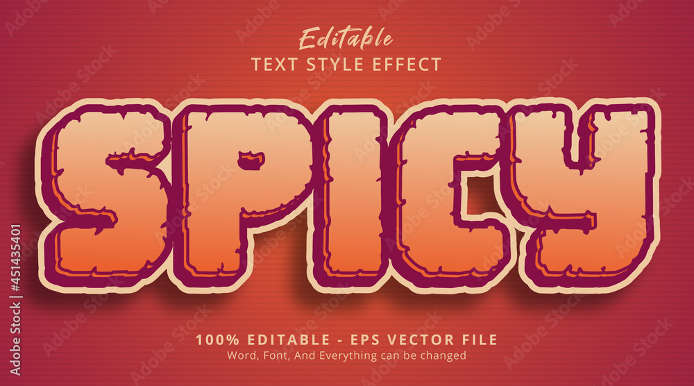 Fototapeta premium Editable text effect, Spicy text on red color combination style