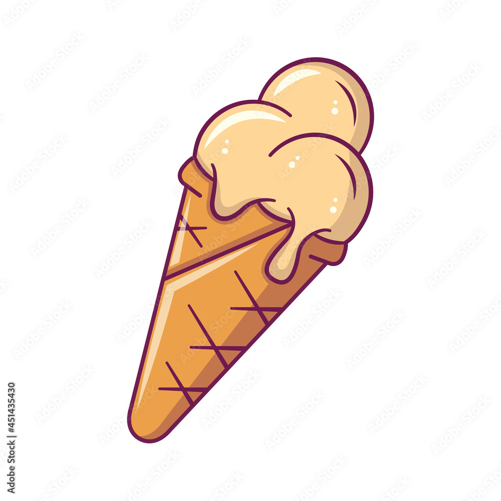 Ice cream. Vector illustration in cartoon flat style. Ice cream. Vector illustration in cartoon flat style.