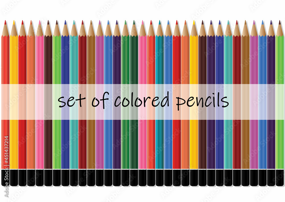 Obraz premium vector illustration of set of colored pencils lined up horizontally