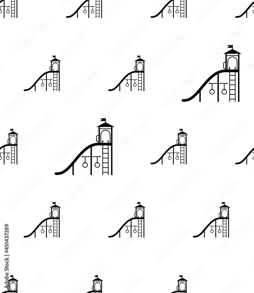 Park Slide Icon Seamless Pattern, Playground Kids Fun Slide Stock ...