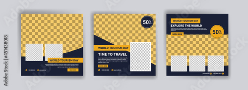 Social media post template for world tourism day promotion.