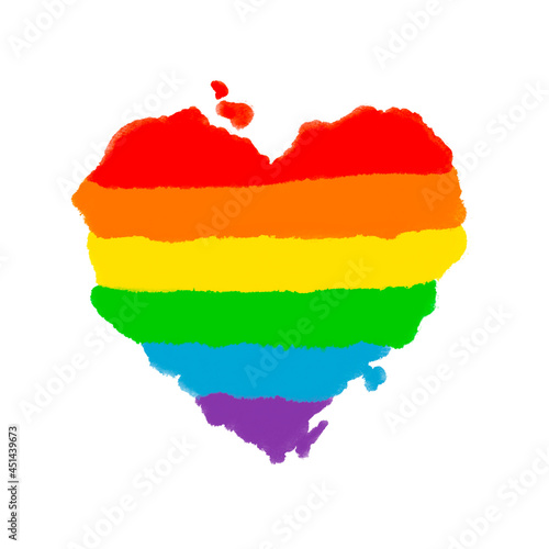 Rainbow color hand aquarel drawing heart shape