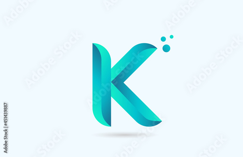 blue gradient K alphabet letter logo template. Creative icon design for company and business