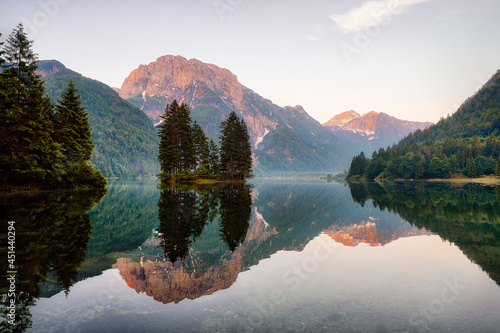 Fototapeta Naklejka Na Ścianę i Meble -  Lago del Predil in the Julien Alps in Northern Italy