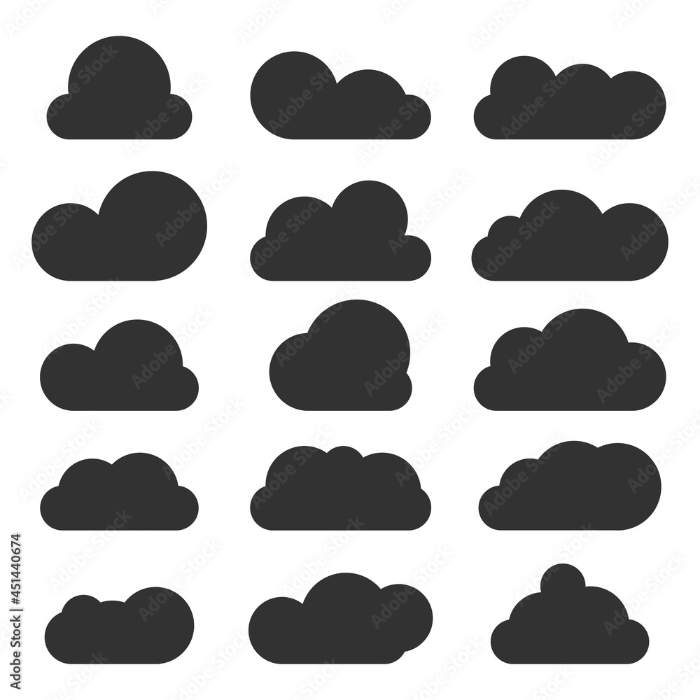 clouds icon, vector illustration, cloud symbol, logo, different clouds set clouds icon, vector illustration, cloud symbol, logo, different clouds set