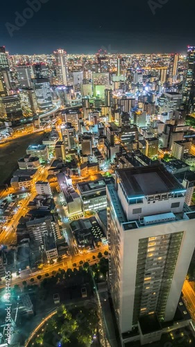 Osaka Night Top View Skyline timelapse