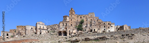 Scenic view of Craco ruins, ghost town abandoned after a landslide, Basilicata region, southern Italy photo