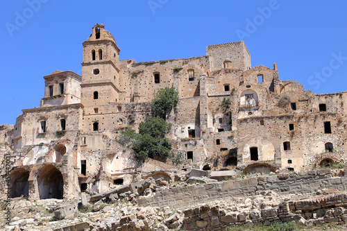 Scenic view of Craco ruins  ghost town abandoned after a landslide  Basilicata region  southern Italy