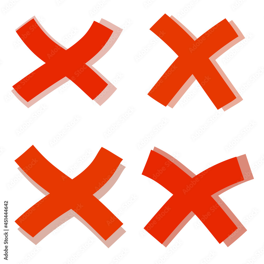 Cross symbol. Blot and ban icon. Against and refusal. Flat cartoon illustration Cross symbol. Blot and ban icon. Against and refusal. Flat cartoon illustration