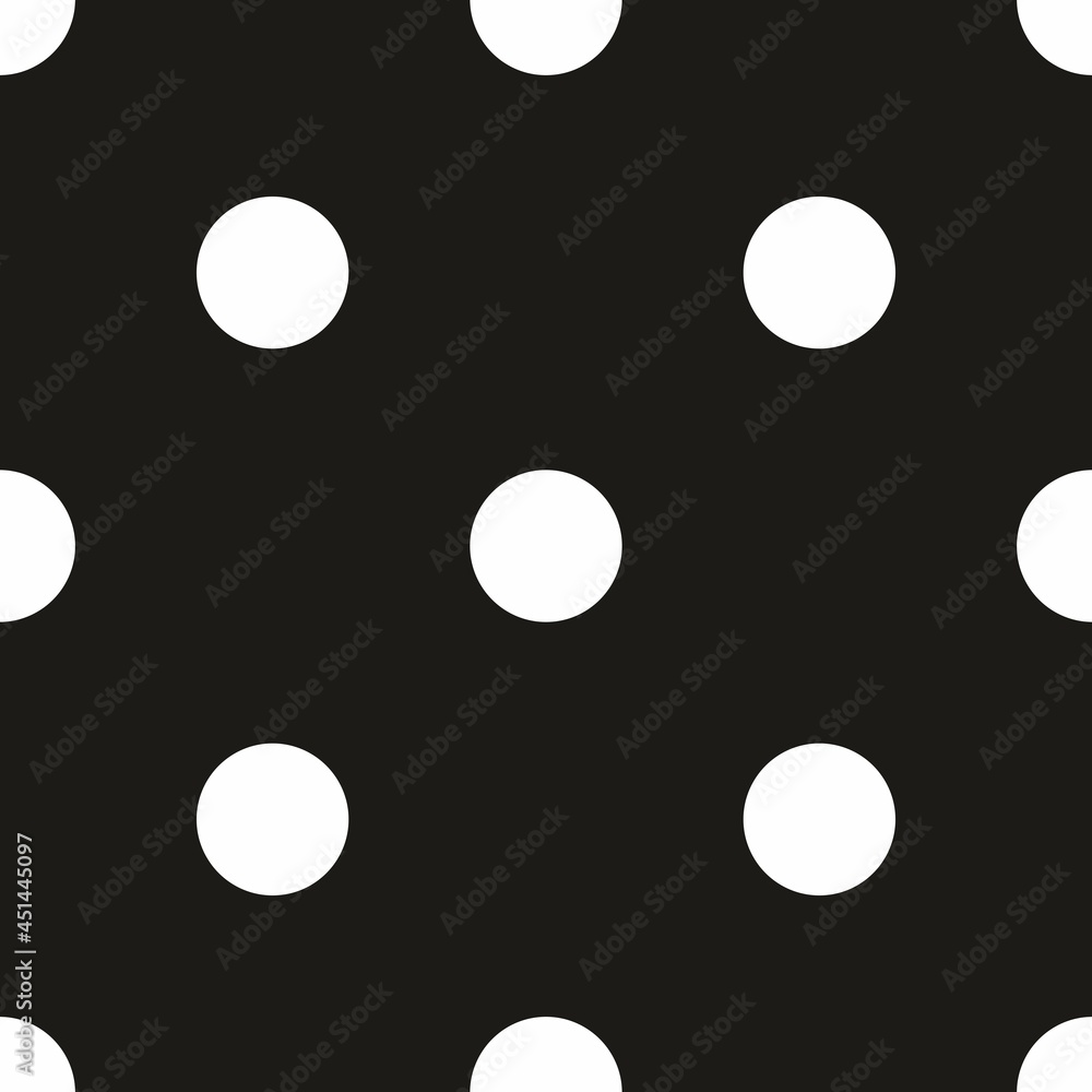 Seamless pattern vector with tile white polka dots on a black background Seamless pattern vector with tile white polka dots on a black background