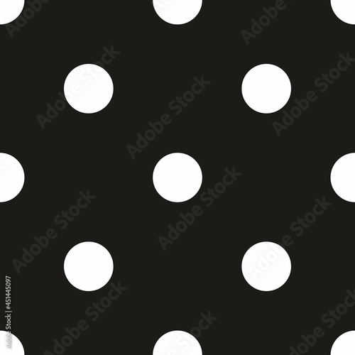 Seamless pattern vector with tile white polka dots on a black background