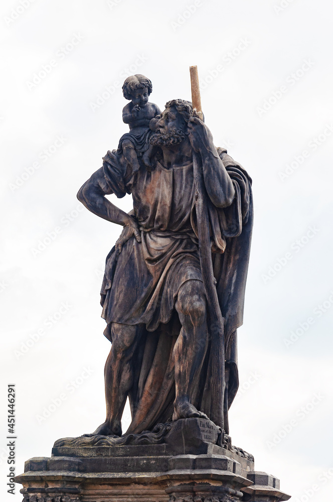 Fototapeta premium Saint Christopher statue in Prague