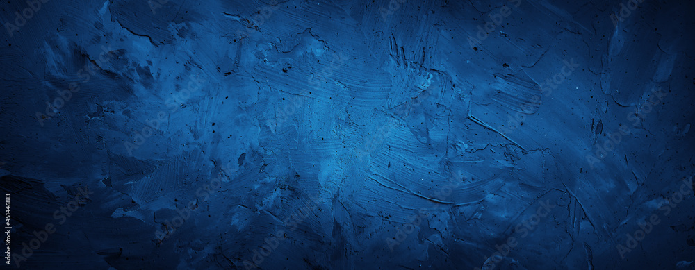 Dark blue grunge plaster texture background with rough strokes - obrazy, fototapety, plakaty 