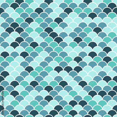 Seamless pattern with bllue scallops