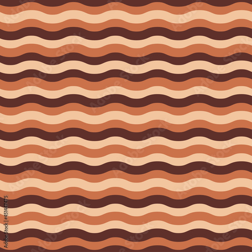 Seamless pattern with beige and brown wavy lines