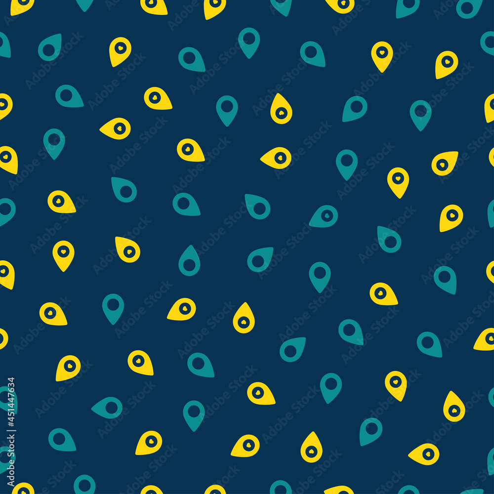 Seamless pattern with yellow and green map pin icons Seamless pattern with yellow and green map pin icons