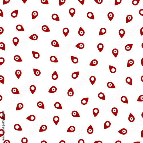 Seamless pattern with map pin icons and white background