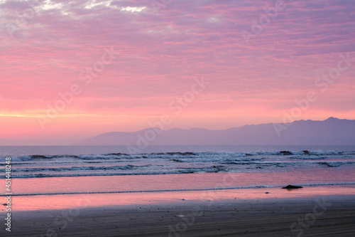 Spectacular color in clouds just after sunset at Oceano Dunes and Pismo Beach.