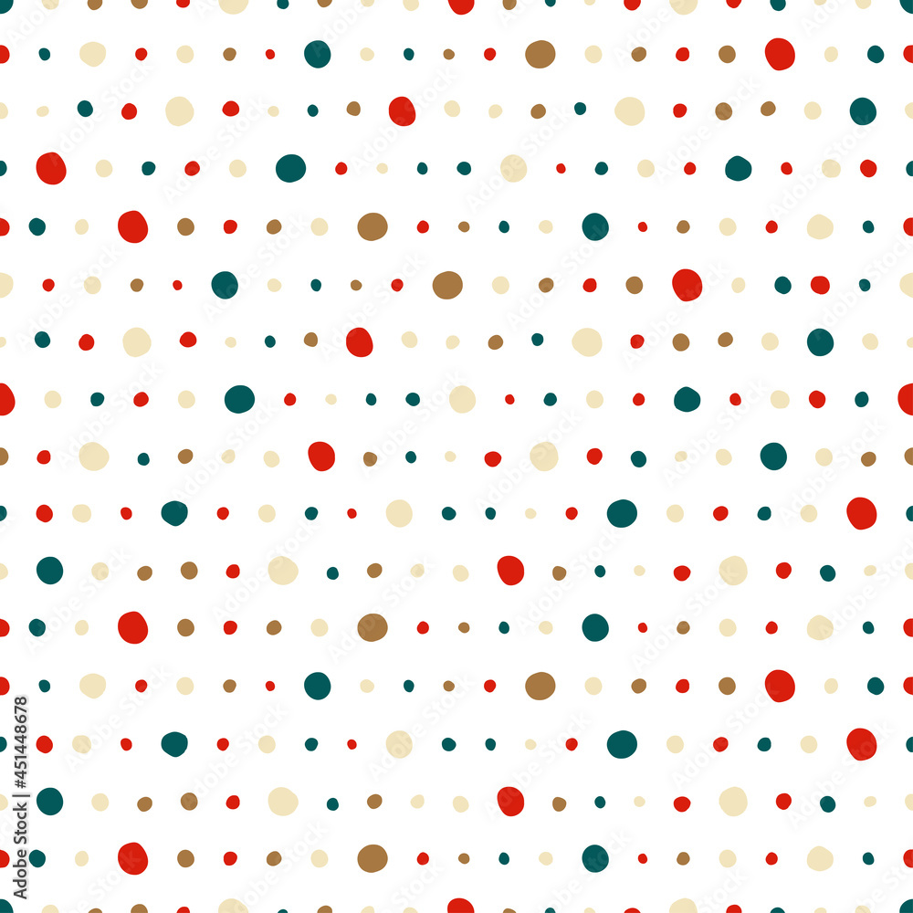 White seamless pattern with colorful dots